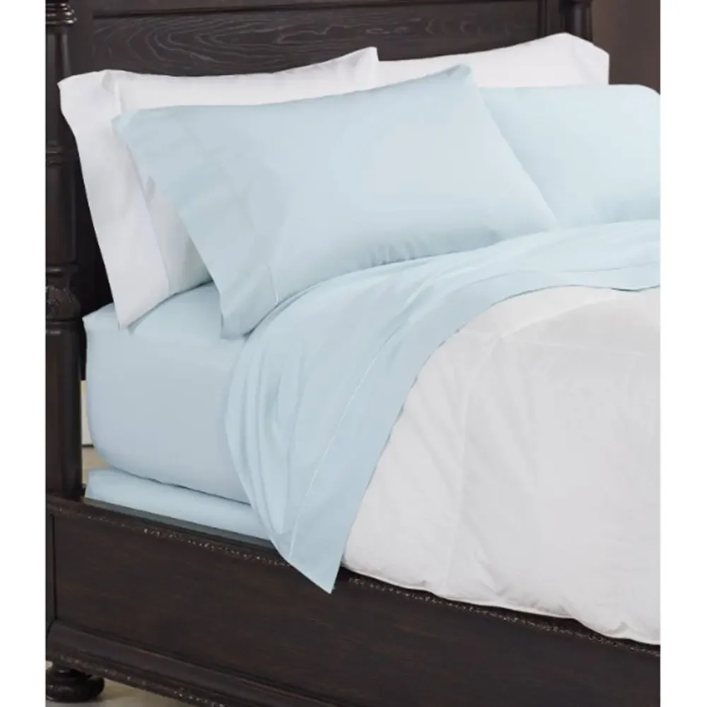 Cuddledown 400 Thread Count Sateen Deep Fitted Sheet Frost Blue Size Queen